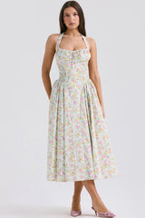 Adabella | Halter Midi Sundress with Gathered Bust