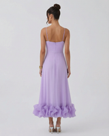 Reagan | Flounce Bustier Midi Dress with Corset Bodice