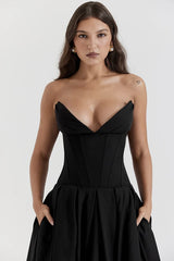 Irma | Strapless Midi Dress with Structured Bodice