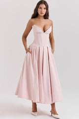 Irma | Strapless Midi Dress with Structured Bodice