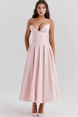 Irma | Strapless Midi Dress with Structured Bodice
