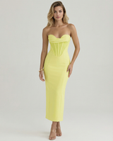 Ellen | Strapless Midi Dress with Corset Bodice