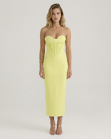 Ellen | Strapless Midi Dress with Corset Bodice