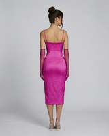 Regina | Satin Corset Midi Dress with Side Slit