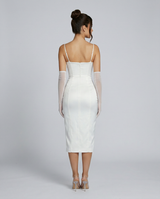 Regina | Satin Corset Midi Dress with Side Slit