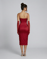 Regina | Satin Corset Midi Dress with Side Slit