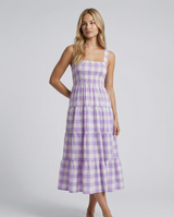 Sierra | Gingham Tiered Midi Dress