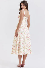 Christy | Midi Sundress with Floral Print and Fitted Bodice