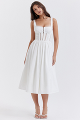 Paula | Midi Dress with Lace Trim Corset Bodice