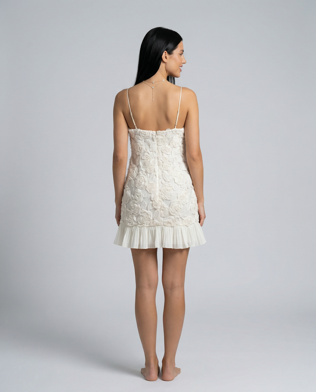 Mildred | Mini Dress with Floral Appliqué and Pleated Skirt