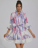 Kimora | Floral Mini Dress with Belted Waist