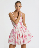 Alice | Floral Corset Mini Dress with Flared Skirt