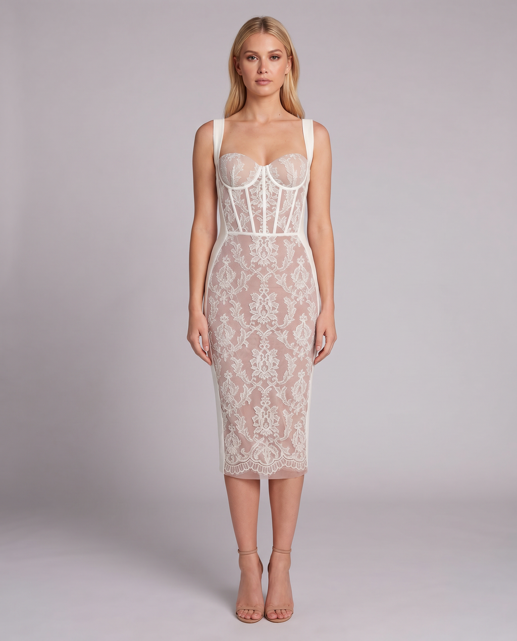 Ruby | Midi Dress with Lace Corset Panel