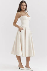 Thelma | Midi Sundress with Corset Bodice