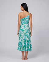 Nerissa | Midi Dress with One-Shoulder Floral Print