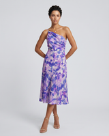 Nerissa | Midi Dress with One-Shoulder Floral Print