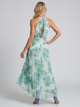 Beatriz | Pleated Halter Floral Midi Dress