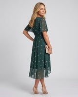 Hazel | Flutter Sleeve Gathered Waist Floral Midi Dress