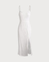 Calla | Pearl Strap Textured Midi Dress