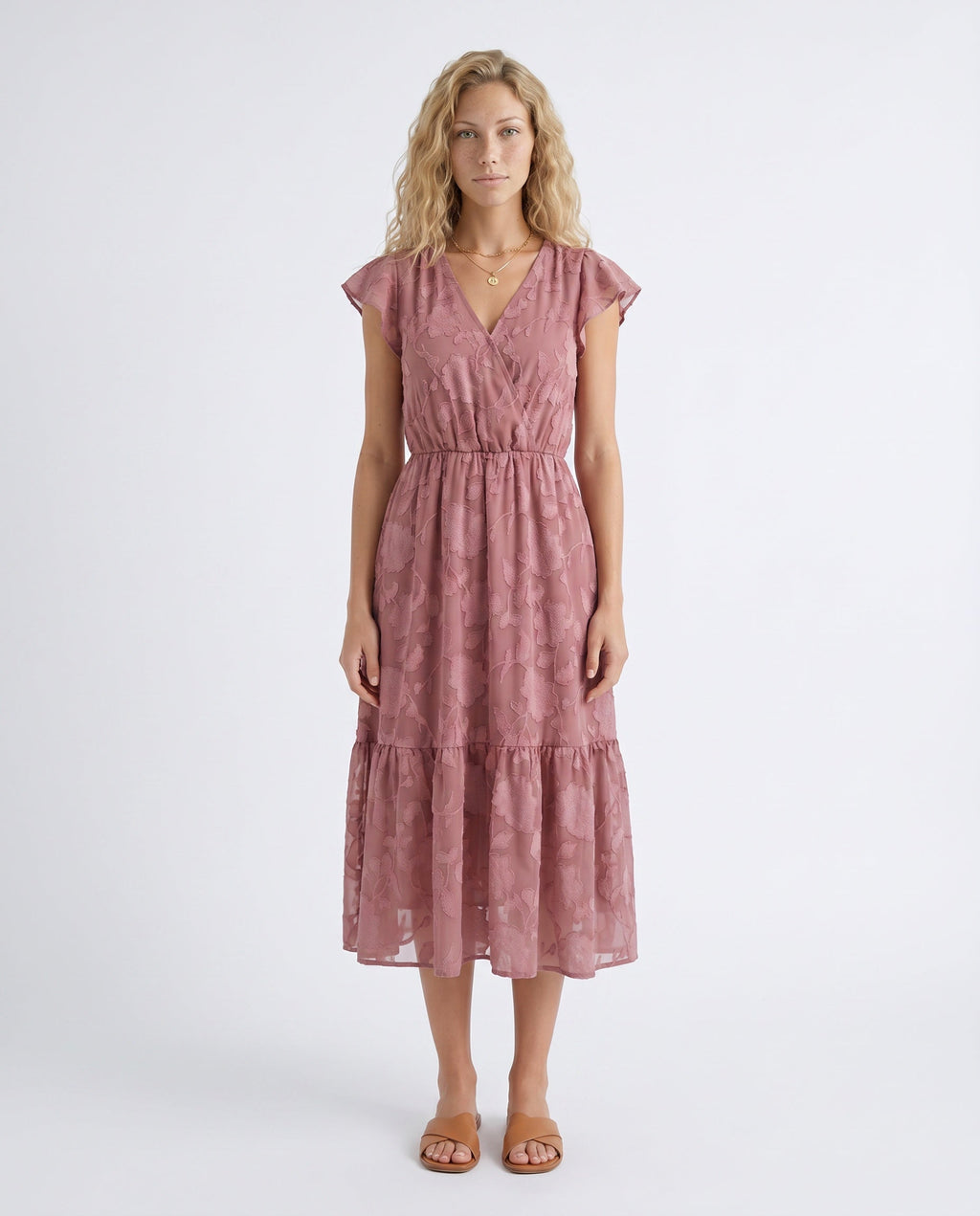 Talia | Floral Ruffle Detail Midi Dress