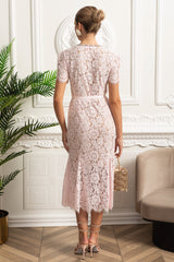 Bianca | Floral Lace Button-Front Midi Dress