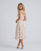 Renata | Floral Corset Lace-Up Midi Dress