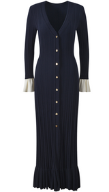 Marlowe | Two-Tone Ruffle Long Sleeve Midi Dress