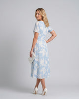 Jimena | Floral Print Short Sleeve V-Neck Midi Dress