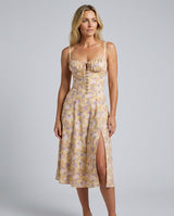 Renata | Floral Corset Lace-Up Midi Dress
