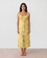 Celeste | Low Back Floral Wedding Guest Midi Dress