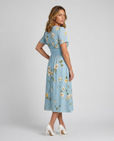 Jimena | Floral Print Short Sleeve V-Neck Midi Dress