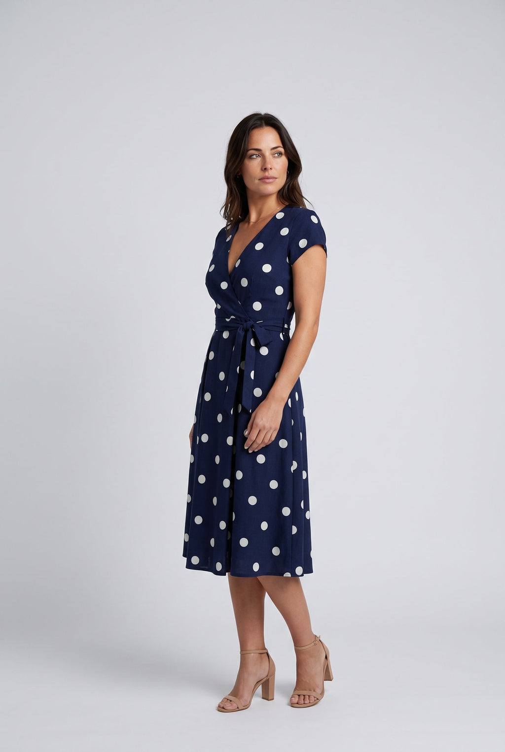 Xenia | Polka Dot Wrap Midi Dress