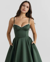 Adeline | Corset Bodice Tulle Midi Dress