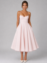 Micaela | Corset Full Skirt Midi Dress