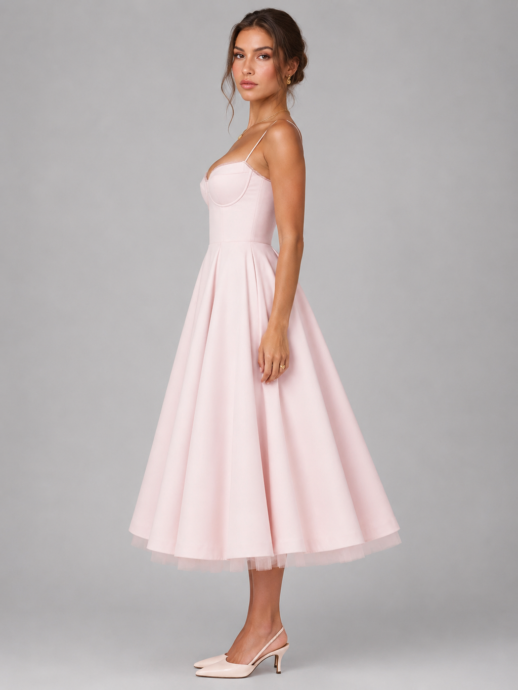 Micaela | Corset Full Skirt Midi Dress
