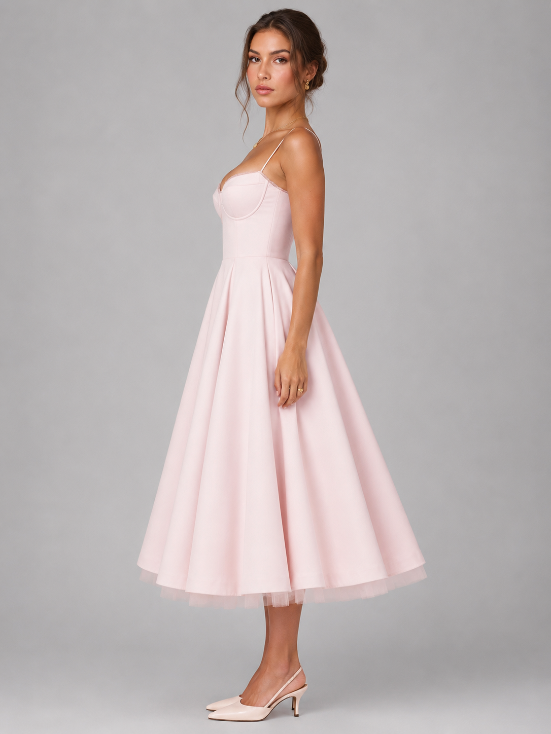 Micaela | Corset Full Skirt Midi Dress