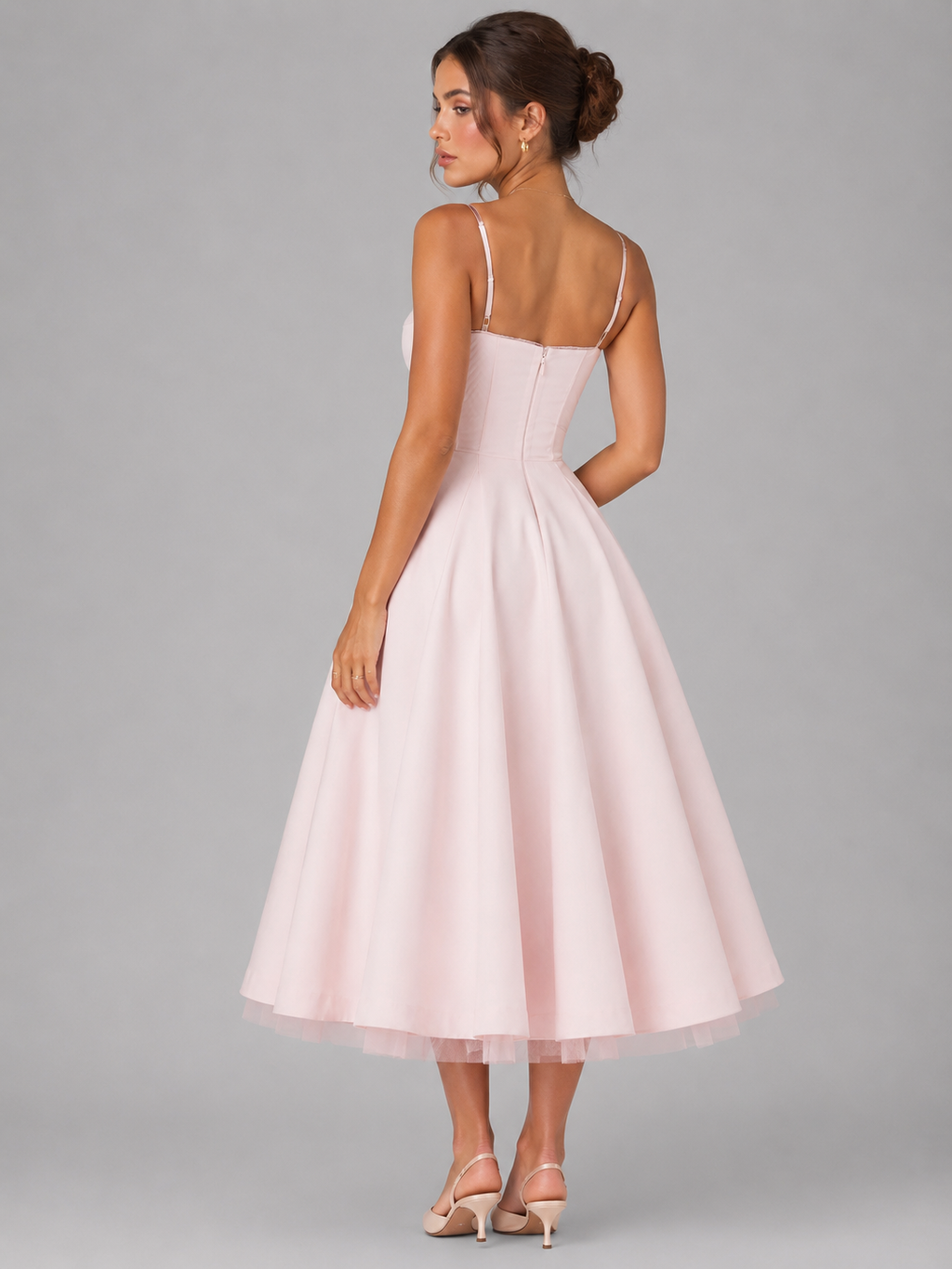 Micaela | Corset Full Skirt Midi Dress