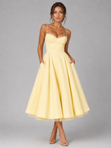 Cora | Sweetheart Corset Full-Skirt Midi Dress