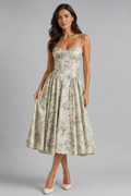 Kira | Floral Corset Sweetheart Midi Dress
