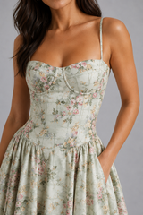 Valeria | Floral Corset Midi Dress