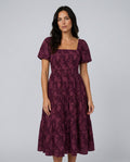 Della | Short Sleeve Textured Floral Midi Dress