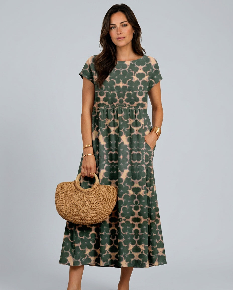 Romy | Floral Print Pocketed Midi Dress