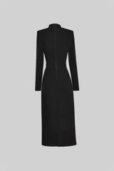 Lena | Bow-Collar Long-Sleeve Midi Dress