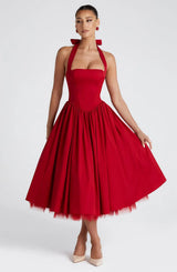 Mariana | Halter Corset Tulle Midi Dress