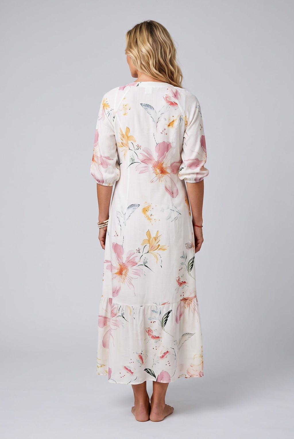 Sienna | Boho Floral Print Midi Dress