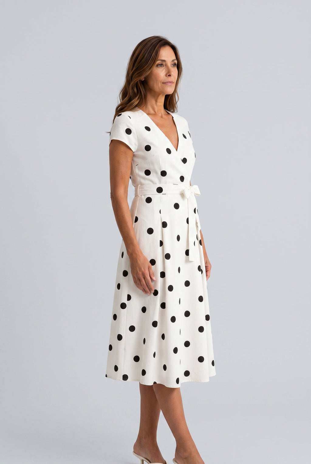 Xenia | Polka Dot Wrap Midi Dress