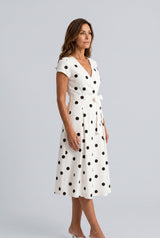 Xenia | Polka Dot Wrap Midi Dress