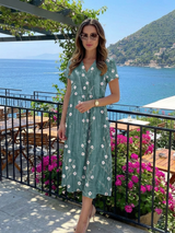 Isolde | Short Sleeve Floral Midi Dress
