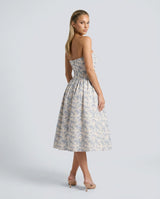 Viveca | Basque Waist Strapless Midi Dress