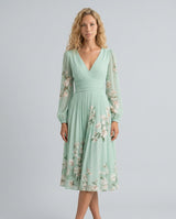 Aurelia | Long Sleeve Floral Midi with Pleated Skirt